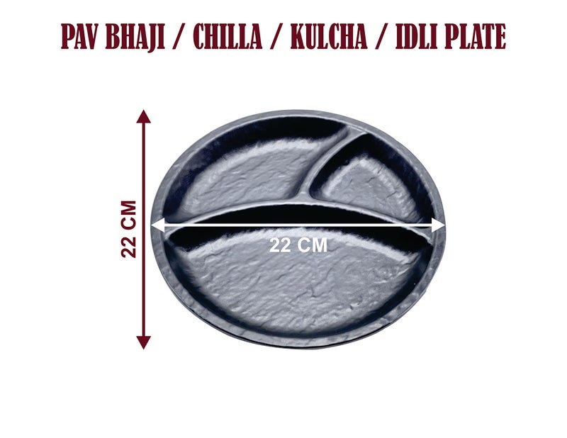 ZIDO Pack of 2/ Multipurpose Round Shape Divider Plate for PAV BHAJI/CHILLA/IDLI/DOSA/VADA/Chole KULCHE/PANEER KULCHE ETC. - Image 4