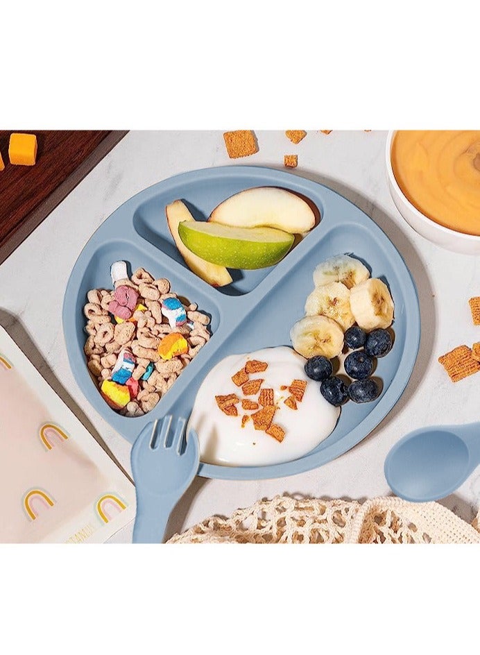 Manhua 5-piece silicone baby feeding set, silicone bib, dining plate, suction cup bowl - Image 2