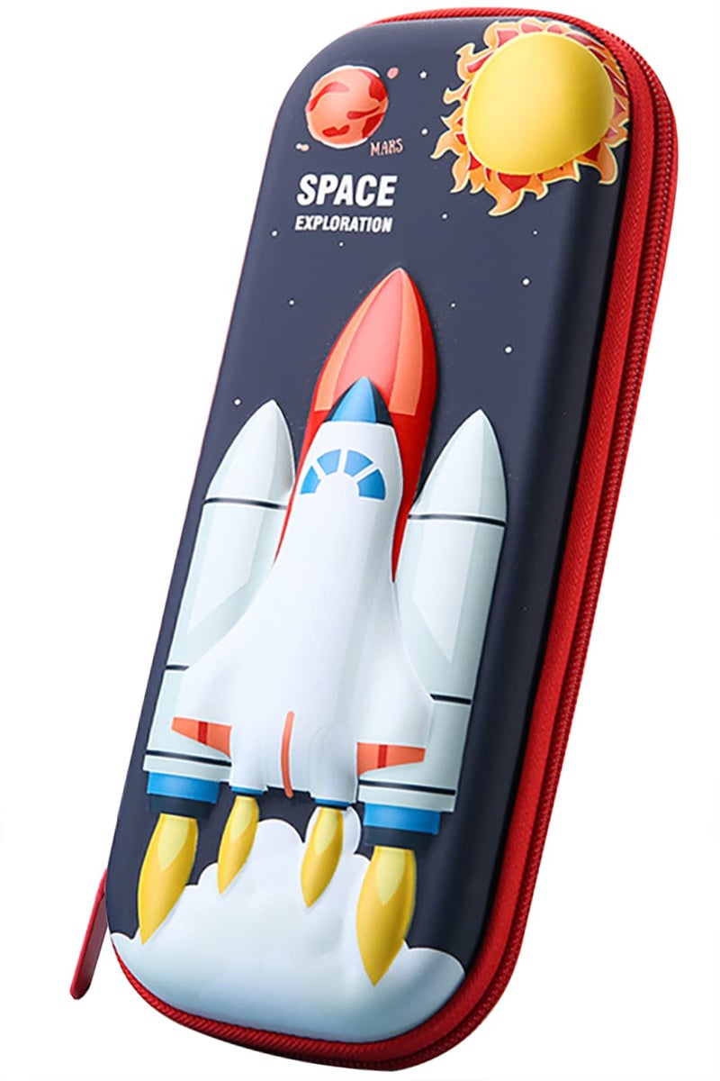 MCWTH 3D Space Shuttle Pencil Case for Kids Boys Large Capacity Waterproof Pencil Box with Compartments Cute Pen Pouch for Kindergarten