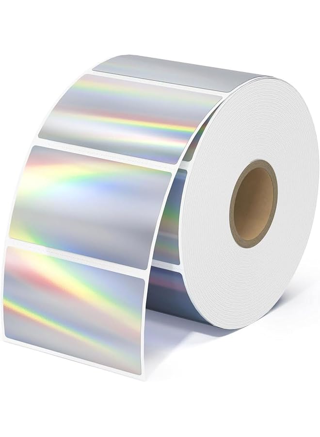 erorex Adhesive Name Tag Labels Stickers 5.7X3.2Cm Holographic Silver Thermal Sticker Barcode Label Paper 500Pcs Blank Category Tags For Offices Supermarkets Kitchen Jars Diy Logo Design Qr Code - Image 1