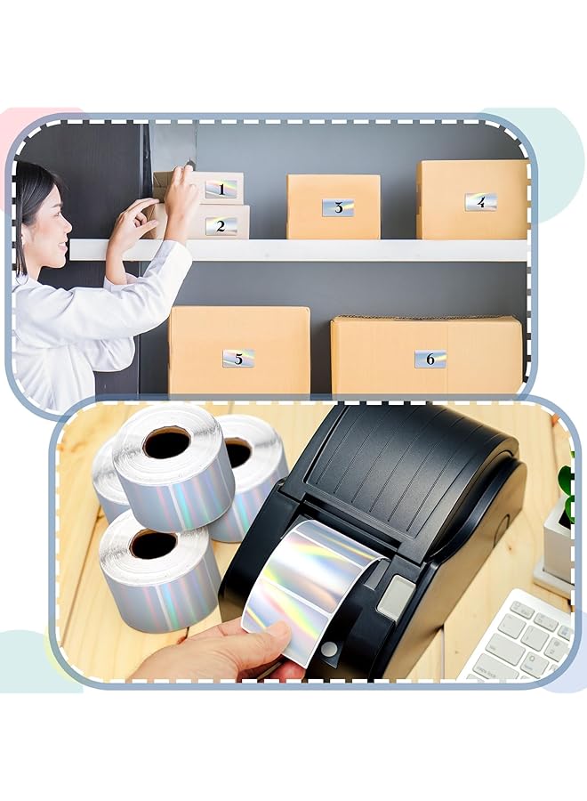 erorex Adhesive Name Tag Labels Stickers 5.7X3.2Cm Holographic Silver Thermal Sticker Barcode Label Paper 500Pcs Blank Category Tags For Offices Supermarkets Kitchen Jars Diy Logo Design Qr Code - Image 4