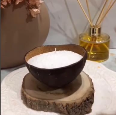 Kunya DIY Sand Wax Powder Candle Making Kit With Natural Coconut Shell Refillable Beaded Pearled All Natural Reusable Self Extinguish Candle for Home Decor (200 GM) - Image 4