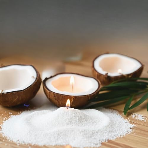 Kunya DIY Sand Wax Powder Candle Making Kit With Natural Coconut Shell Refillable Beaded Pearled All Natural Reusable Self Extinguish Candle for Home Decor (200 GM) - Image 1