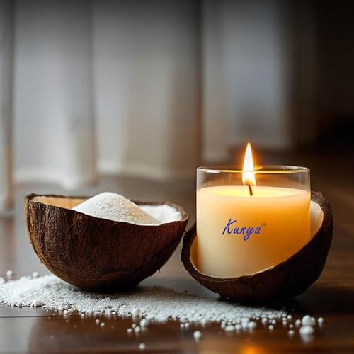 Kunya DIY Sand Wax Powder Candle Making Kit With Natural Coconut Shell Refillable Beaded Pearled All Natural Reusable Self Extinguish Candle for Home Decor (200 GM) - Image 3