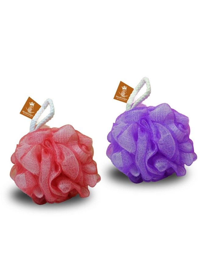 MAJESTIQUE Twin Pack Exfoliating Bath Loofah Super Soft Mesh Exfoliating Back Scrubber Body Shower Sponge Random Colours Value Pack Best For Men And Women (Pack Of 2) - Image 2