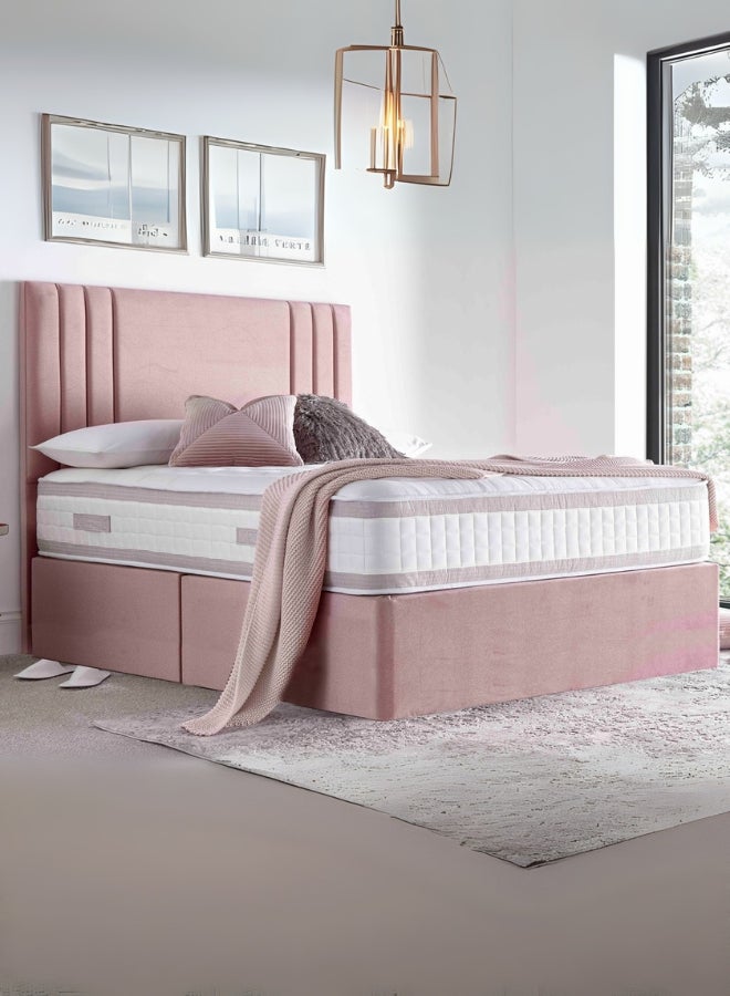 Bed and Mattress Home Shiny Star Upholstered King Size ( Mattress Size 180 X 200 CM ) Pink Color Bed Size 208 L X  180 W ( Mattress Sold Separately )