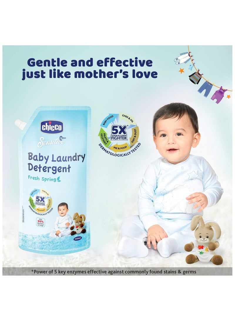 شيكو منظف غسيل الأطفال من شيكو، 5 مرات مقاوم للبقع والجراثيم يقتل 99% من الجراثيم، تم اختباره من قبل أطباء الجلدية لتنظيف فعال ولطيف منعش الربيع (1 لتر سائل) - Image 2