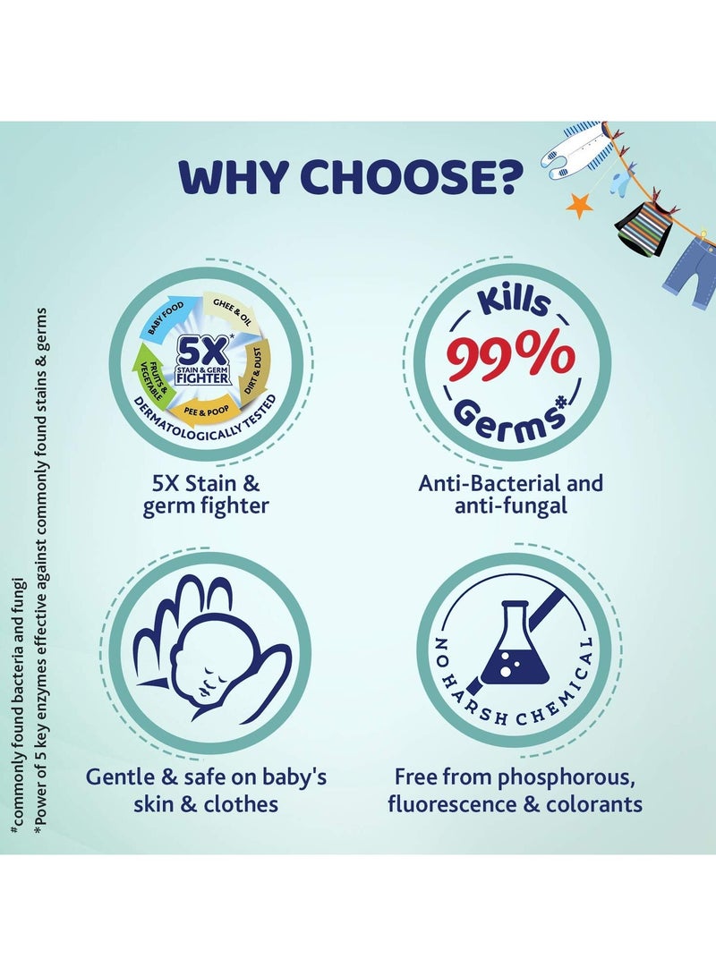 شيكو منظف غسيل الأطفال من شيكو، 5 مرات مقاوم للبقع والجراثيم يقتل 99% من الجراثيم، تم اختباره من قبل أطباء الجلدية لتنظيف فعال ولطيف منعش الربيع (1 لتر سائل) - Image 3