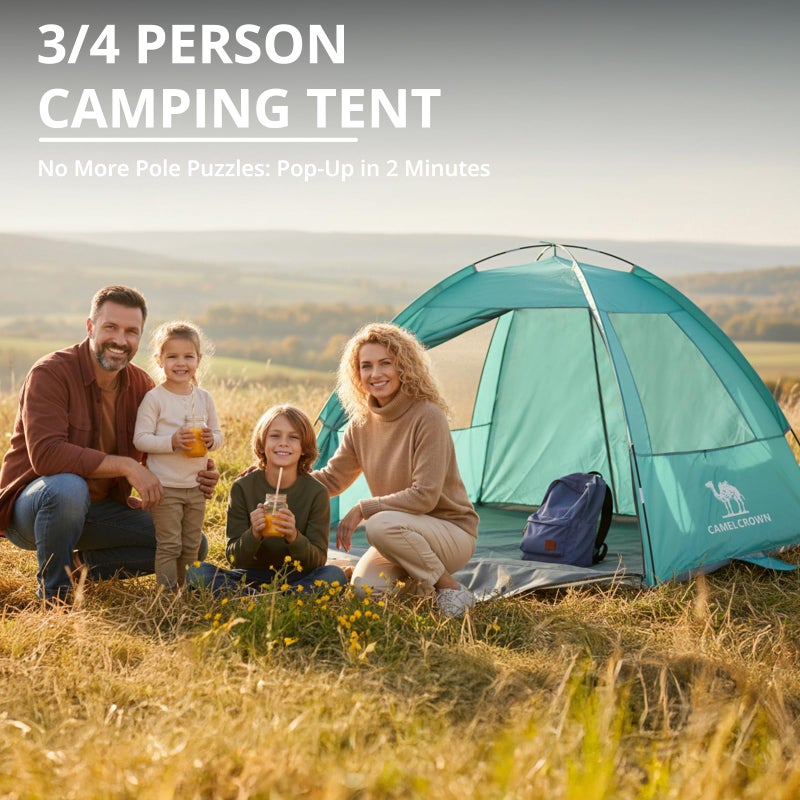 CAMEL CROWN 3/6 Person Camping Tent, Waterproof Windproof Easy Setup, Silver-Coated Fabric with UPF Sun Protection,Portable Family Tent with 2 Mesh Windows & 2 Doors for Outdoor Hiking - Image 3