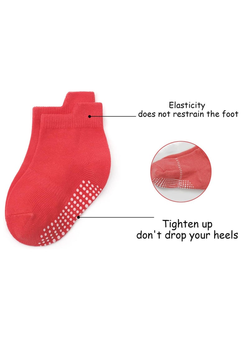 Oasisgalore 6 Pairs Ankle / Low Cut Socks with Non-Slip Grips for Baby Toddlers（S）  - Image 2