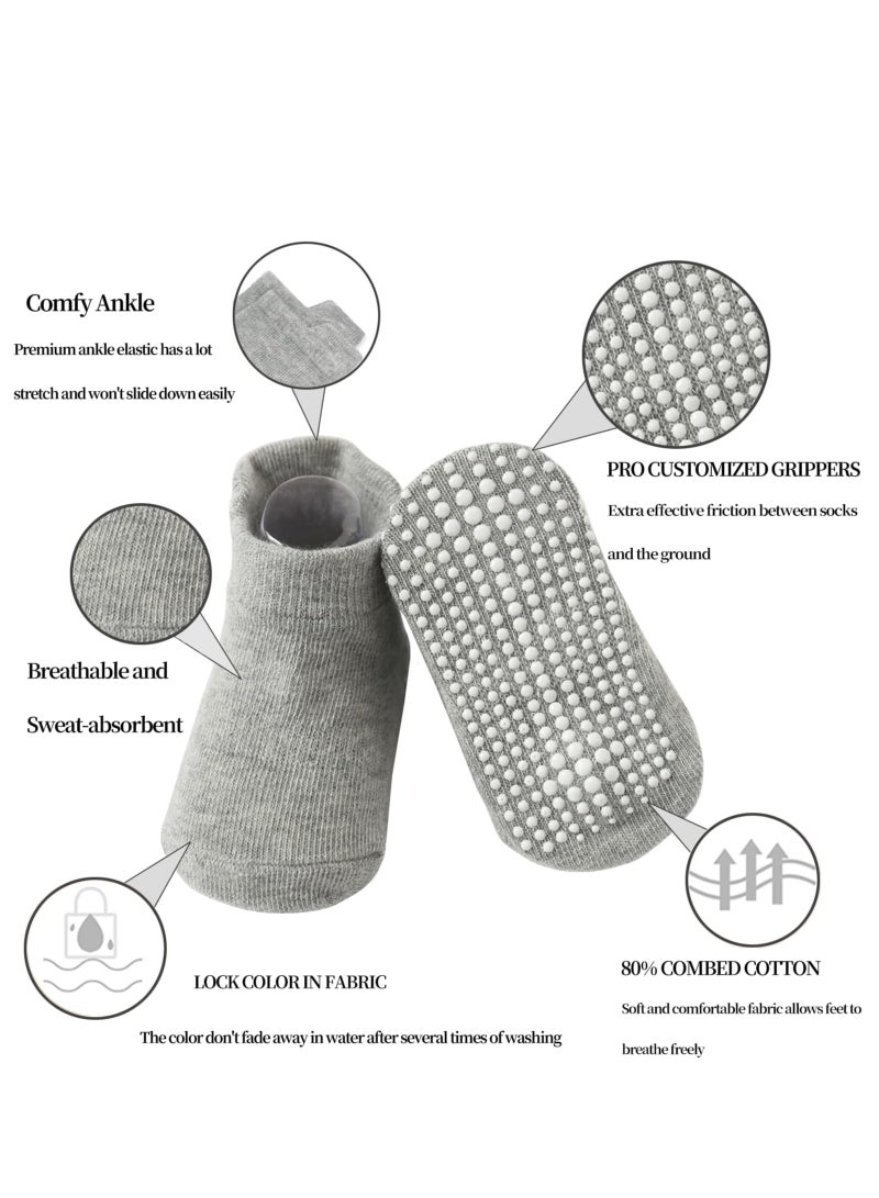 Oasisgalore 6 Pairs Ankle / Low Cut Socks with Non-Slip Grips for Baby Toddlers（S）  - Image 3