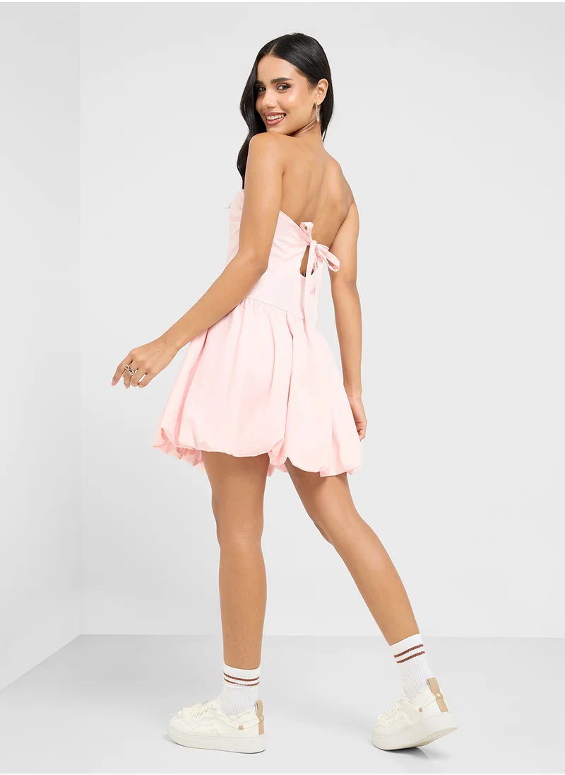 Ginger Bandeau Drop Waist Dress With Bubble Hem