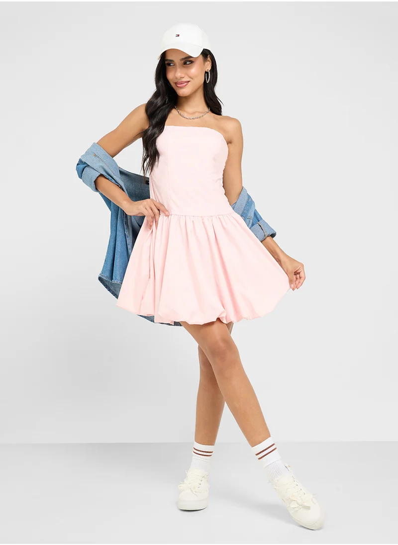 Ginger Bandeau Drop Waist Dress With Bubble Hem