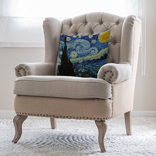 Moslion Van Gogh Pillow Cover Classic Arts Starry Night Throw Pillow Case 18" x 18" Inch Cotton Linen Cushion Cover for Men Women Dark Blue Yellow - Image 4