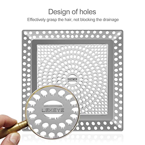 LEKEYE Shower Drain Hair Catcher | Drain Strainer | Shower Drain Cover Stainless Steel and Silicone - Image 4