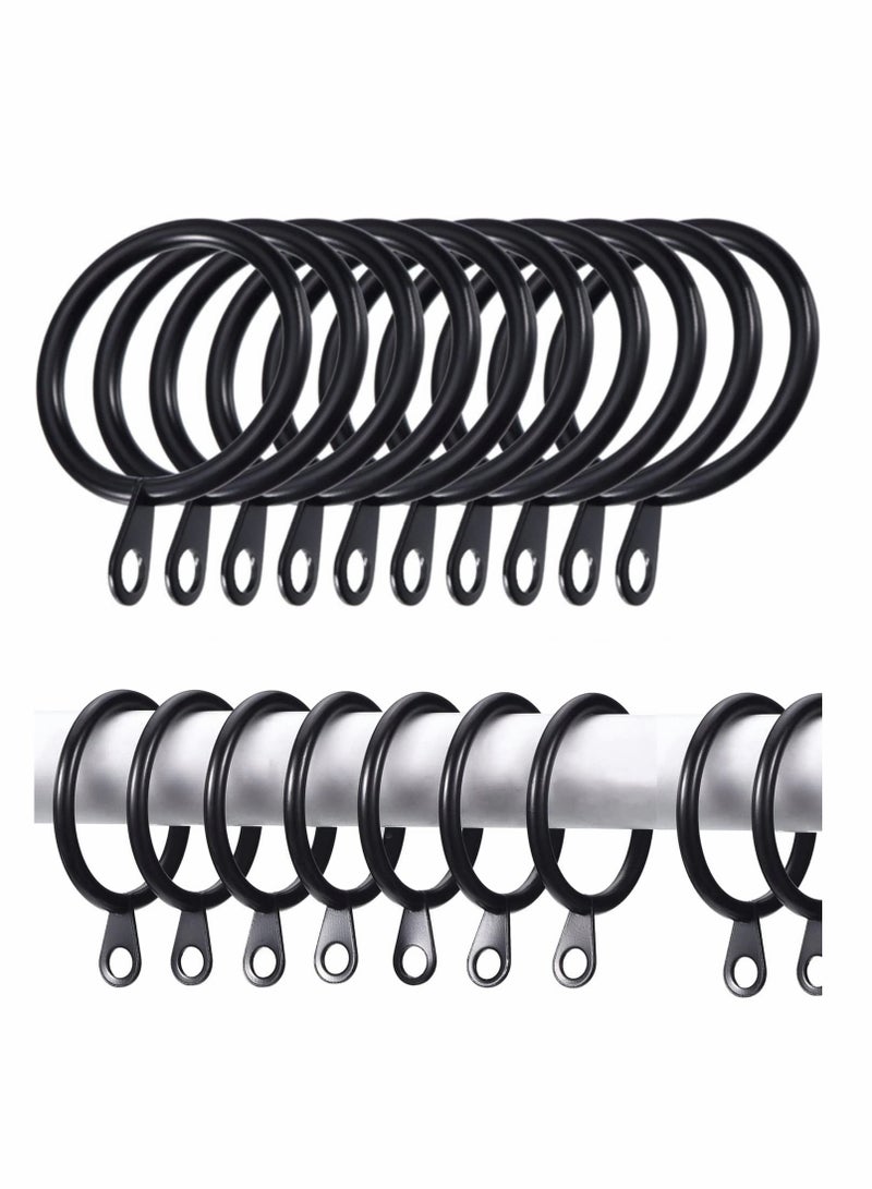 SOLARAE Metal Drapery Curtain Rings Hanging Rings for Curtains and Rods, Drape Sliding Eyelet Rings 30 mm Internal Diameter for Most Curtains, Shower Curtains Easy to Install (Black, 20 Pack) - Image 1