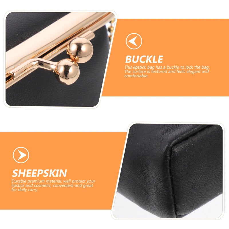 Black Square Mini Travel Lipstick Holder And Gloss Case With Buckle Portable Cosmetic Organizer - Image 4