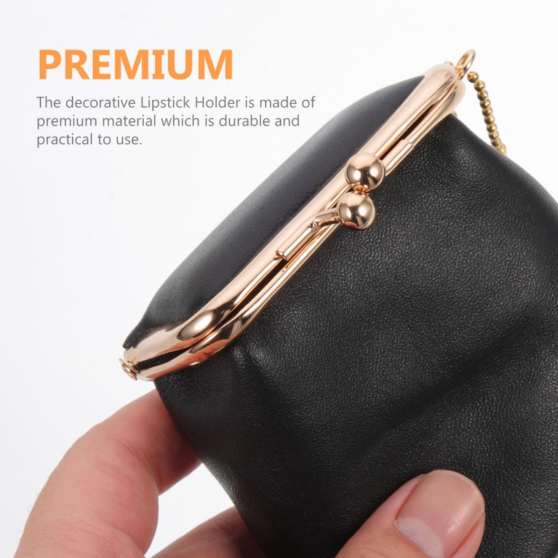 Black Square Mini Travel Lipstick Holder And Gloss Case With Buckle Portable Cosmetic Organizer - Image 5