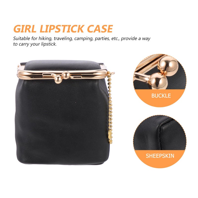 Black Square Mini Travel Lipstick Holder And Gloss Case With Buckle Portable Cosmetic Organizer - Image 3