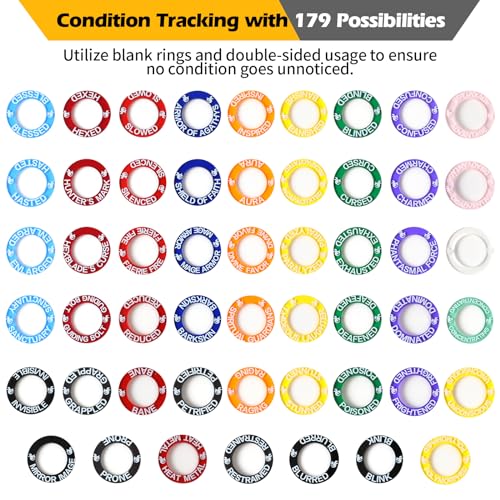 Grajar 52 Unique DND Miniatures Condition Rings 92 PCS Status Effects Markers Including 5 Customizable Blank Rings Ideal for Dungeons and Dragons 5th Edition Best DND Gifts for DM - Image 5