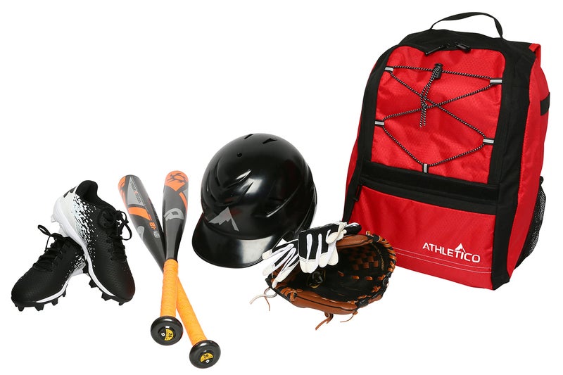 Athletico Youth Baseball Bag - Bat Backpack for Baseball, T-Ball & Softball Equipment & Gear | Holds Bat, Helmet, Glove | Fence Hook (Red) - Image 2