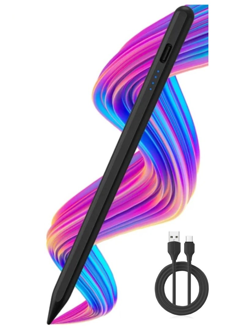 traditious - Stylus Pencil for iPad & Android Devices - Rechargeable Universal Stylus for Touch Screens, Compatible with iPhone, iPad Pro/Mini, Tablets & Smartphones - Compatible With Samsung, Huawei, Apple, Xiaomi and Many More Devices- Black - Image 1