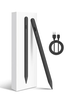 Stylus Pencil for iPad & Android Devices - Rechargeable Universal Stylus for Touch Screens, Compatible with iPhone, iPad Pro/Mini, Tablets & Smartphones - Compatible With Samsung, Huawei, Apple, Xiaomi and Many More Devices- Black