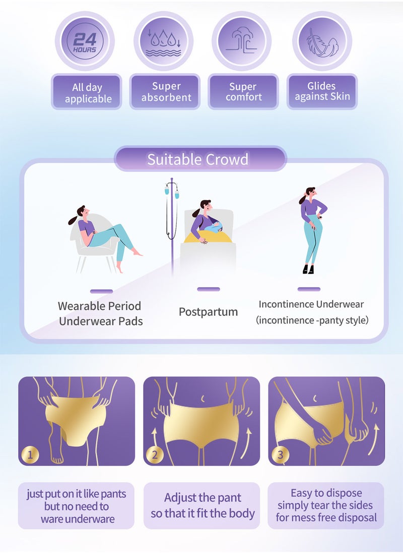 Splendors 10 Count Disposable Period Panties Super Absorb Overnight Menstrual Pants Leak-proof 360°Protection Sanitary Panties Extra Soft Period Panty For Heavy Flow Keep Dry And Fresh Overnight Size XL  - Image 2