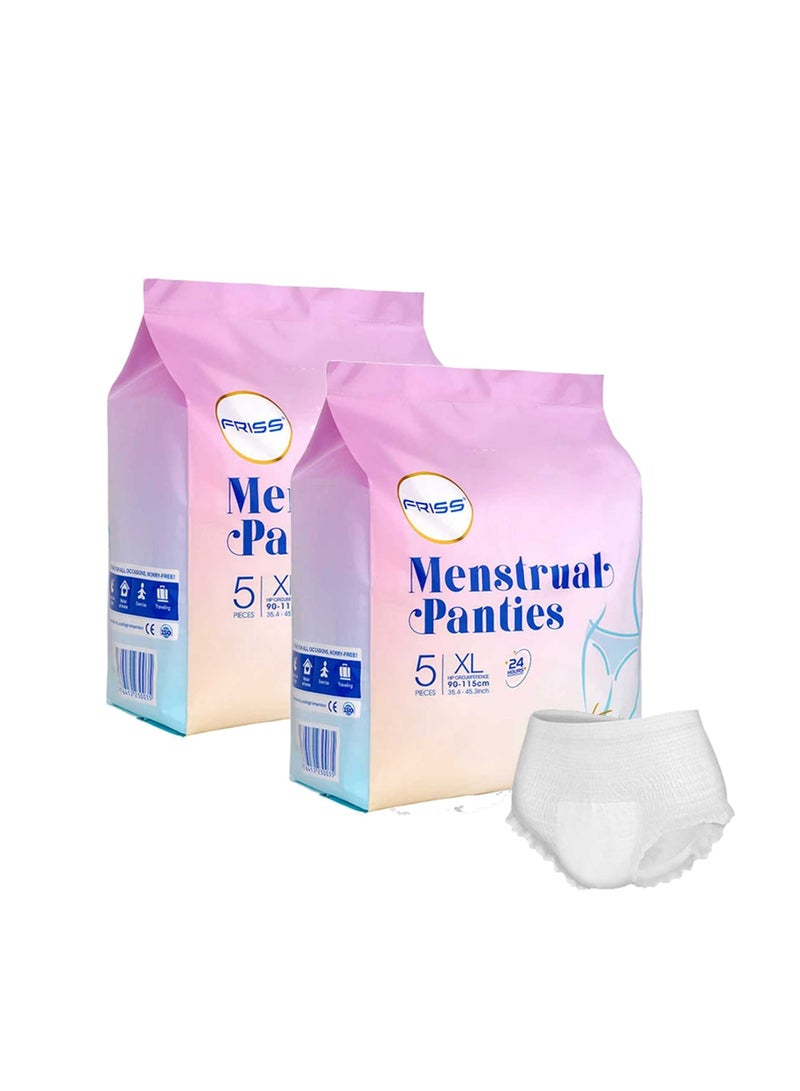 FRISS 10 Count Disposable Period Pants Super Absorb Overnight Menstrual Pants Leak-proof 360°Protection Sanitary Panties Extra Soft Period Panties For Heavy Flow Keep Dry And Fresh Overnight Size XL - Image 1