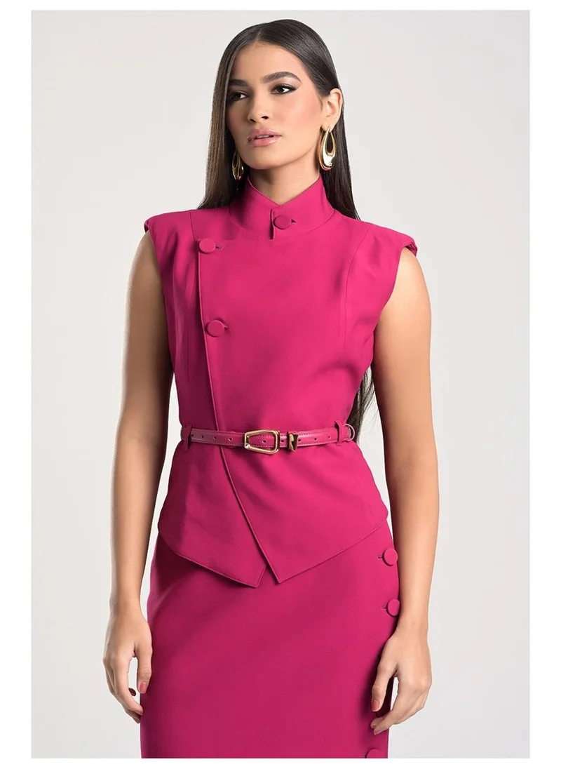 Fuchsia Perfecto Vest with Leather Belt