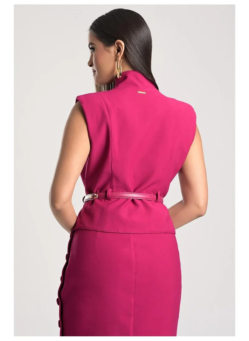 Carmen Steffens Fuchsia Perfecto Vest with Leather Belt