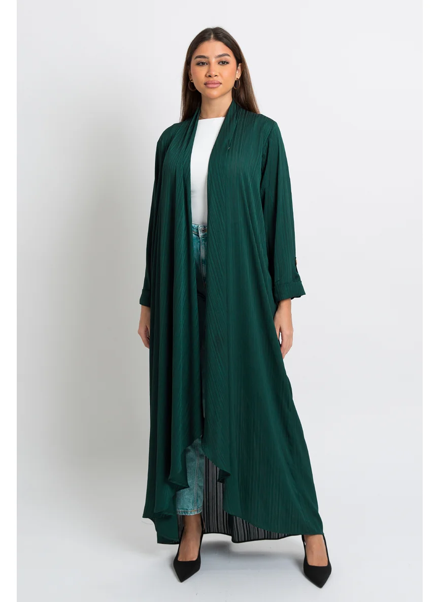 Kaafmeem Striped Green Freestyle Abaya