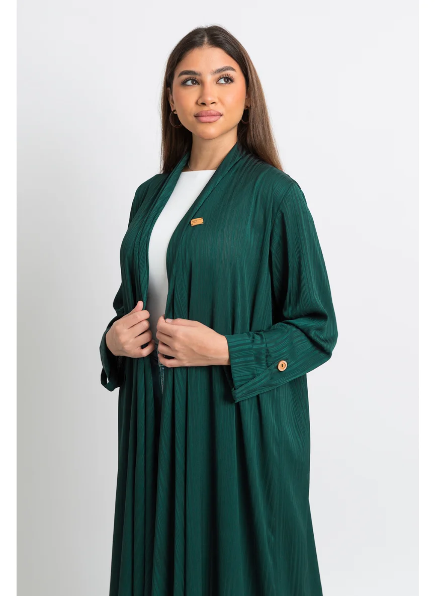 Kaafmeem Striped Green Freestyle Abaya