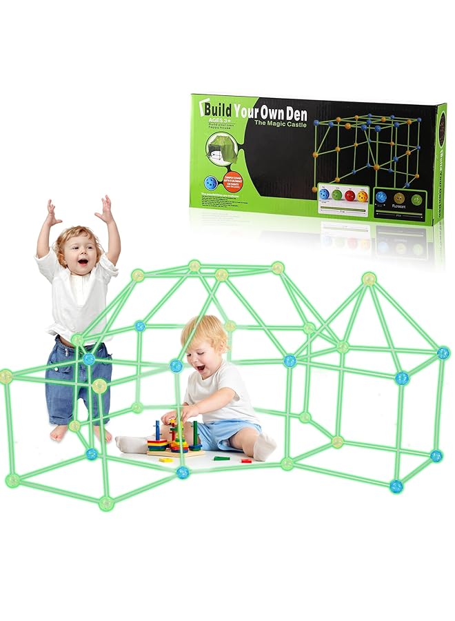 KASTWAVE Kids Fort Building Kit 156 Pcs Glow In The Dark Build A Fort With Blanket Stem Educational Toys For 4 5 6 7 8 9 10 11 12 Years Boys Girls Ultimate Construction Gift Diy Forts Builder Indoor Outdoor - Image 1