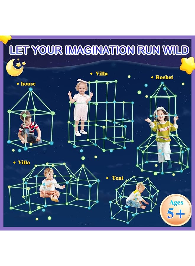 KASTWAVE Kids Fort Building Kit 156 Pcs Glow In The Dark Build A Fort With Blanket Stem Educational Toys For 4 5 6 7 8 9 10 11 12 Years Boys Girls Ultimate Construction Gift Diy Forts Builder Indoor Outdoor - Image 2