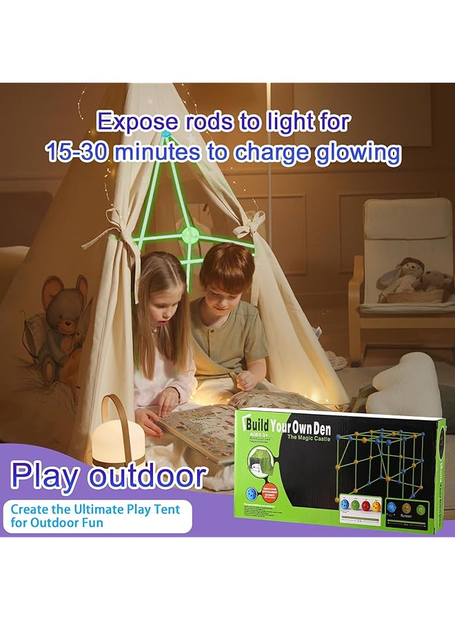 KASTWAVE Kids Fort Building Kit 156 Pcs Glow In The Dark Build A Fort With Blanket Stem Educational Toys For 4 5 6 7 8 9 10 11 12 Years Boys Girls Ultimate Construction Gift Diy Forts Builder Indoor Outdoor - Image 5