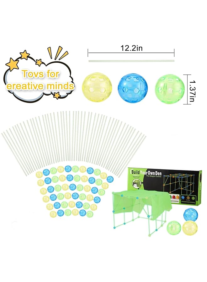 KASTWAVE Kids Fort Building Kit 156 Pcs Glow In The Dark Build A Fort With Blanket Stem Educational Toys For 4 5 6 7 8 9 10 11 12 Years Boys Girls Ultimate Construction Gift Diy Forts Builder Indoor Outdoor - Image 3