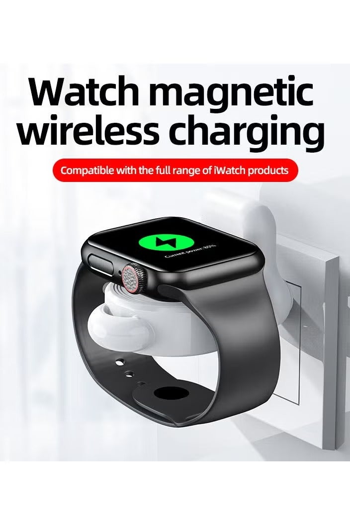 Charger for Apple Watch Portable iWatch USB Wireless Charger, Travel Cordless Wireless Charger with Light Weight Magnetic Quick Charge for Apple Watch Ultra Series 8 7 SE 6 5 4 3 2 1, White - Image 1