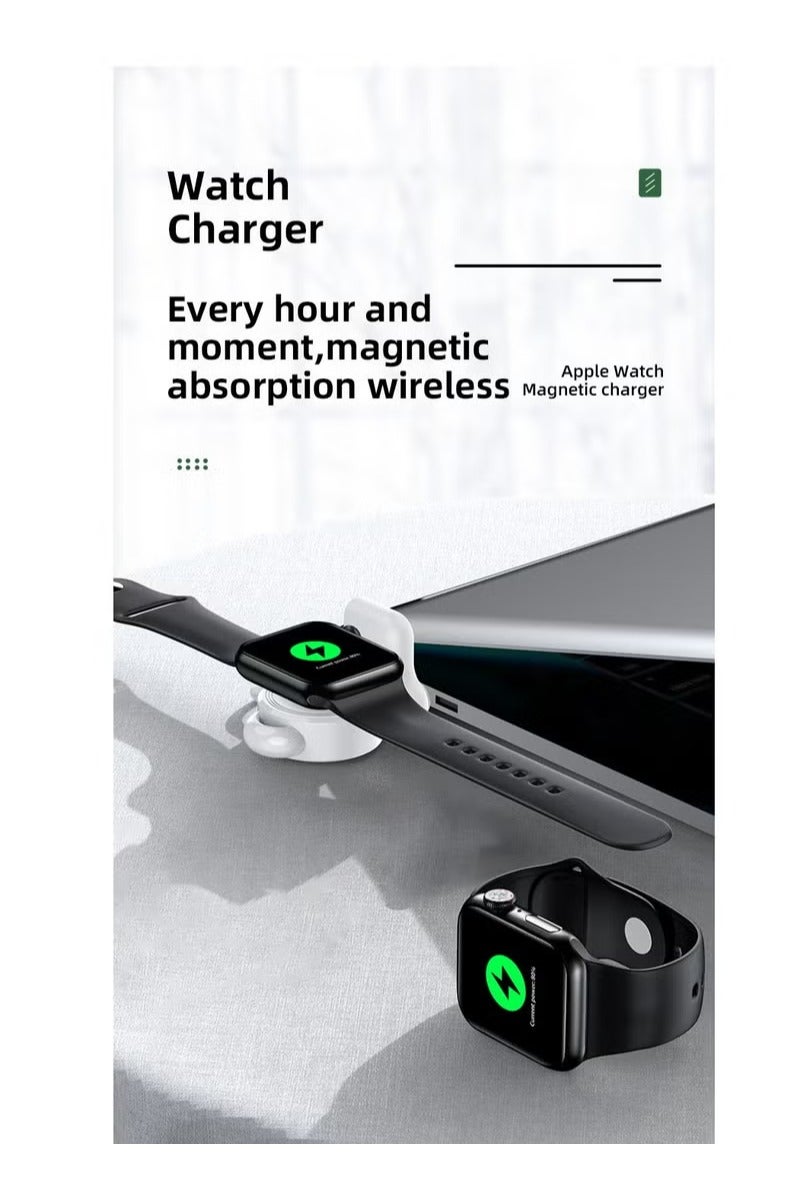 Charger for Apple Watch Portable iWatch USB Wireless Charger, Travel Cordless Wireless Charger with Light Weight Magnetic Quick Charge for Apple Watch Ultra Series 8 7 SE 6 5 4 3 2 1, White - Image 4