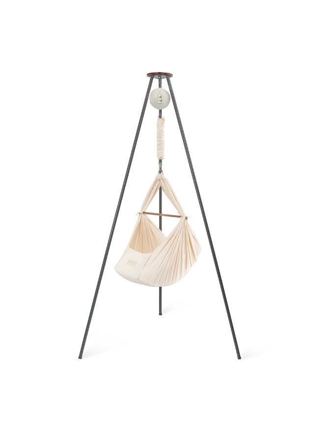 مونبون مجموعة نوم الأطفال الكلاسيكية من مونبون - أرجوحة نظام نوم عضوي | تتضمن محرك بلوتوث وحامل ثلاثي القوائم | تصميم دنماركي لنوم أفضل للطفل (لون طبيعي، حامل ثلاثي القوائم رمادي) - Image 1