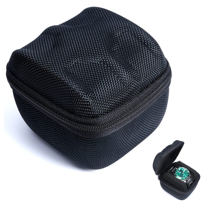 RIGICASE Single Hard Watch travel case Mens wristwatch smartwatch sports watch Roll Display Organizer box with custom flexible pillow fit up to 55mm face watch