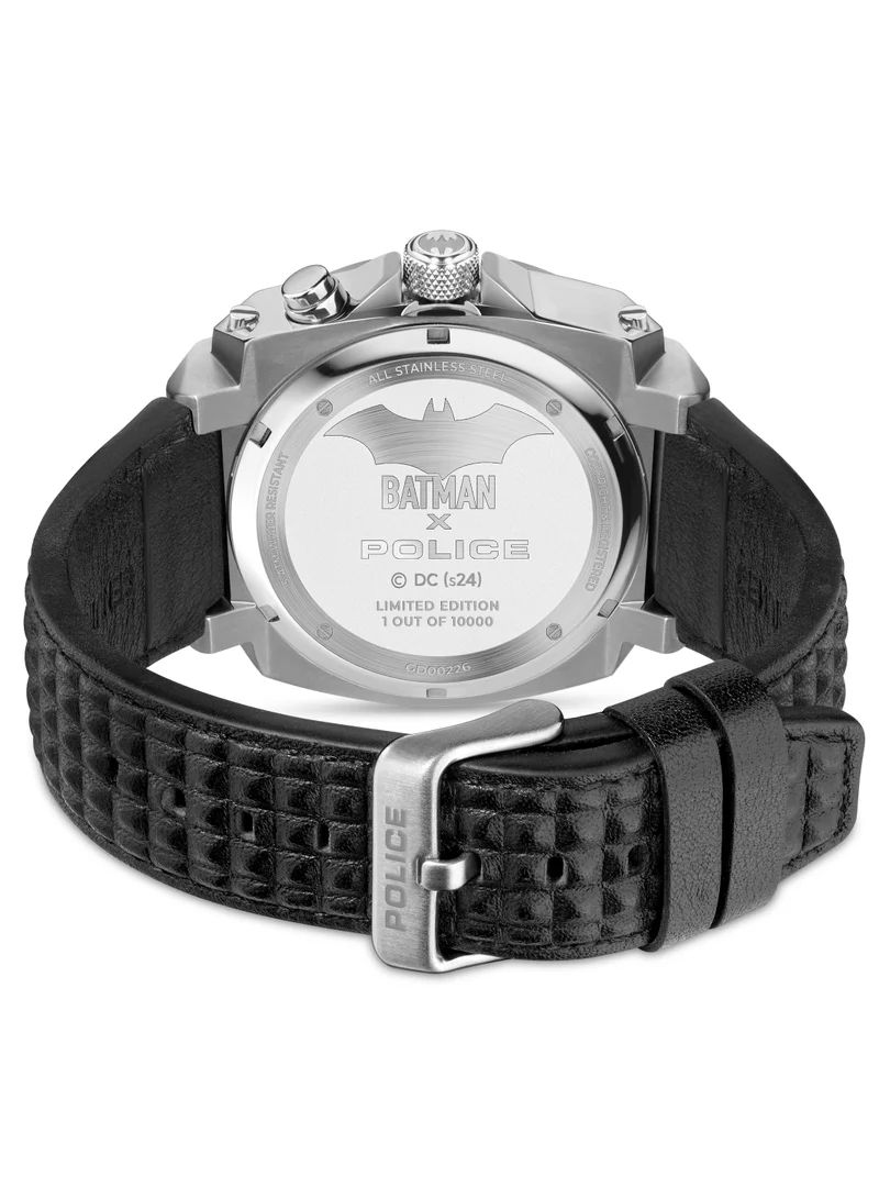 POLICE Forever Batman Limited-Edition 45mm Men's Analog-Digital Watch with Black Leather Strap