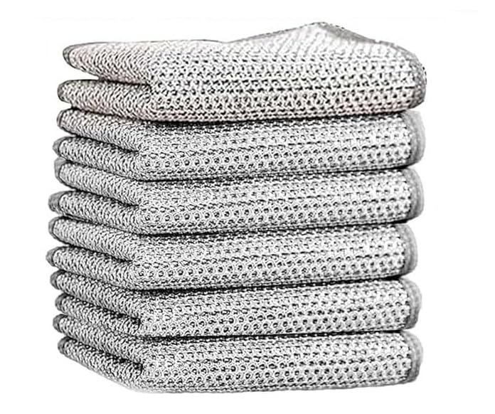 Diksha Enterprises Diksha Enterprises Wire Dishwashing Rags for Wet and Dry Stainless Steel Scrubber Travel Bag NonScratch Wire Dishcloth for Washing Dishes Sinks Counters Easy Rinsing Machine Washable Pack of 6
