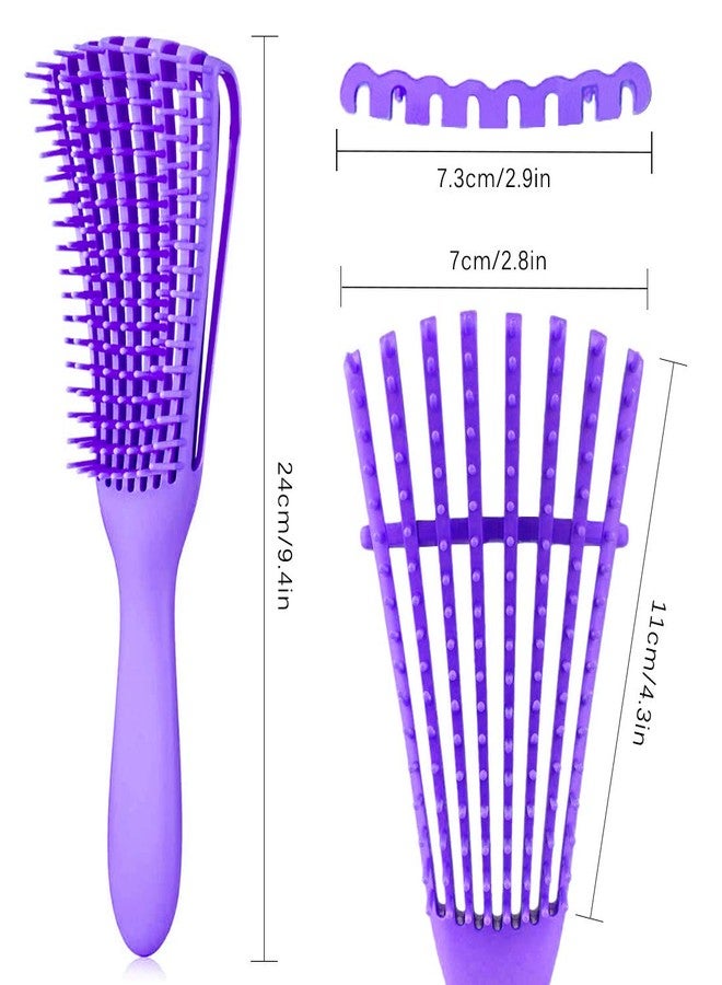 A.DASHER Hair Brush for Afro America/African Hair Textured 3a to 4c Kinky Wavy/Curly/Coily/Wet/Dry/Oil/Thick/Long Hair, Detangling Brush for Women (2 pcs, Purple-Purple) - Image 2