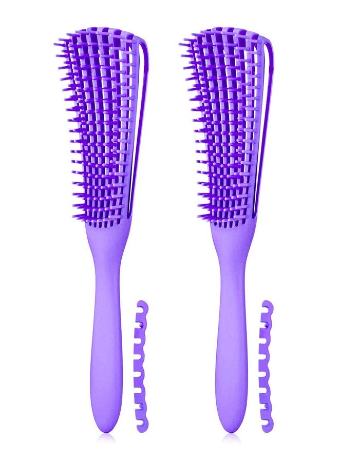 A.DASHER Hair Brush for Afro America/African Hair Textured 3a to 4c Kinky Wavy/Curly/Coily/Wet/Dry/Oil/Thick/Long Hair, Detangling Brush for Women (2 pcs, Purple-Purple) - Image 1