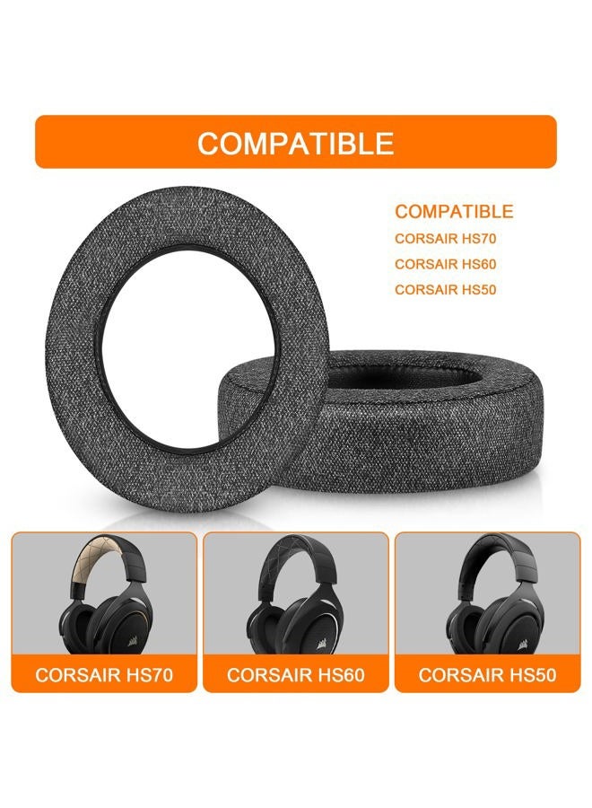 G GVOEARS HS60 Earpads,Replacement Ear Pads Cushion for Corsair hs70 hs60 hs50 , Softer Durable Knitted Fabric and Comfortable Sponge-(Grey)… - Image 2