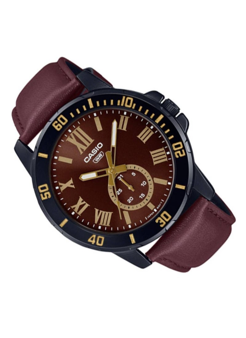 CASIO - Casio Water Resistant Leather Strap Analog Quartz Watch - MTP-VD200BL-5B - 45mm - Image 1