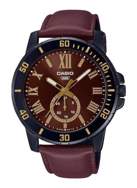 Casio Water Resistant Leather Strap Analog Quartz Watch - MTP-VD200BL-5B - 45mm