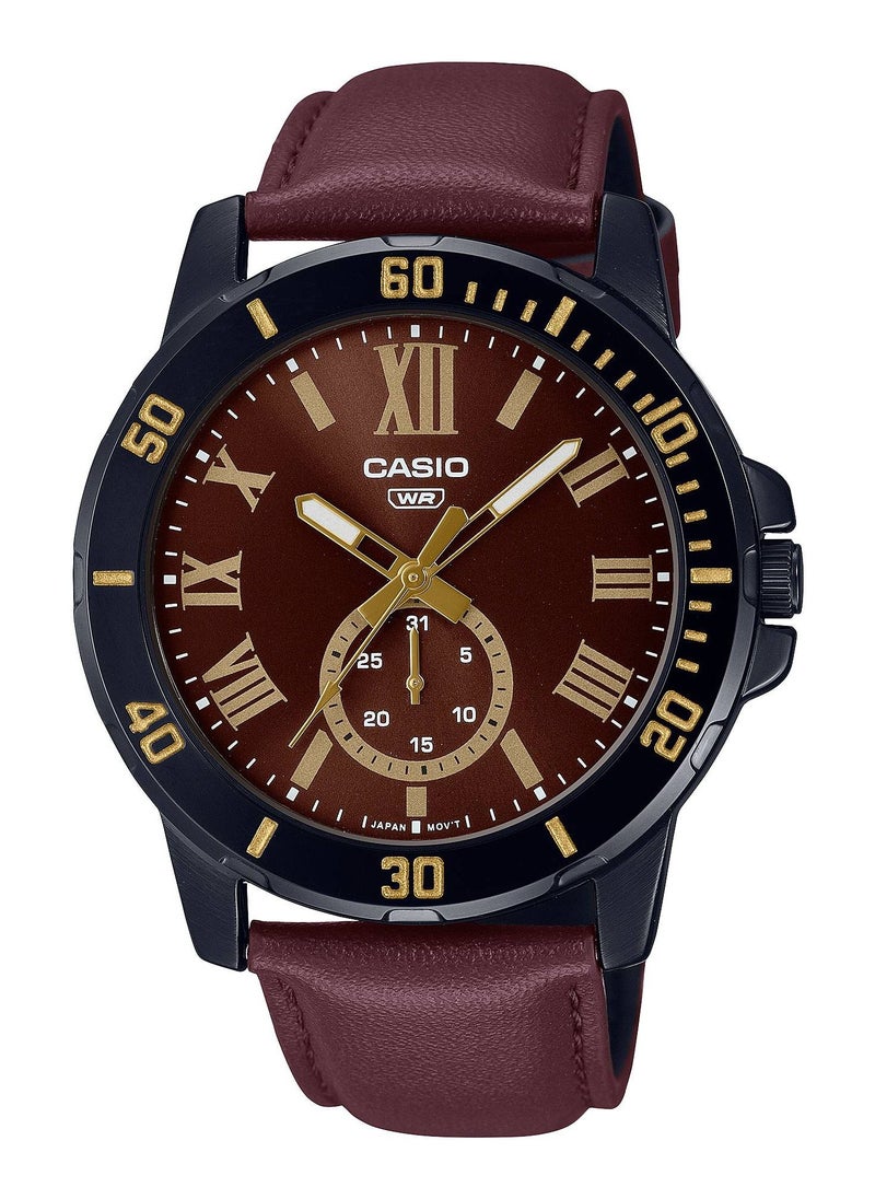 CASIO - Casio Water Resistant Leather Strap Analog Quartz Watch - MTP-VD200BL-5B - 45mm - Image 1