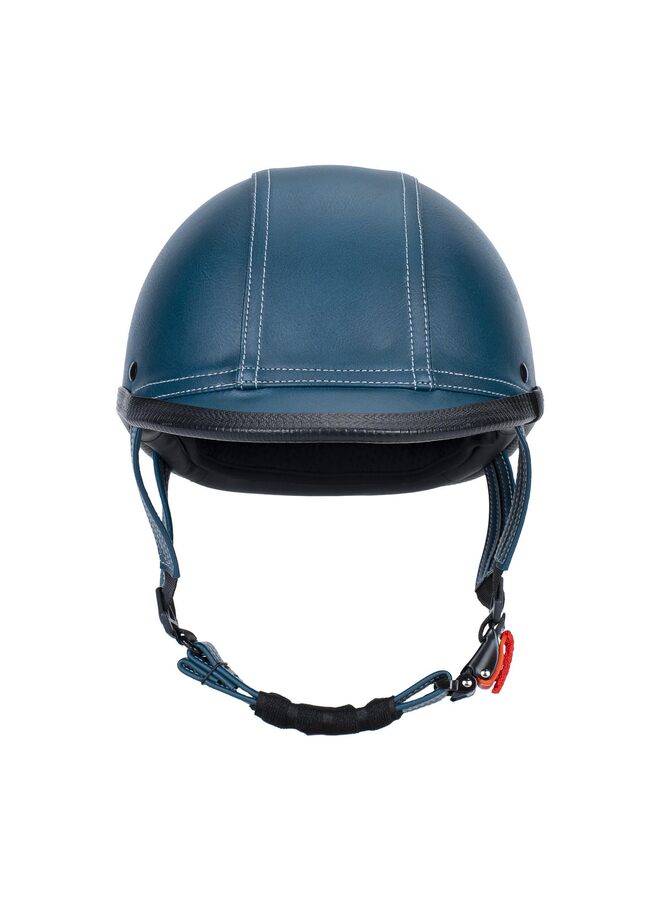 Handmade Leather Motorcycle Helmet Retro Half Face Helmet for Adults Men and Women, Lightweight Open Face 1/2 Vintage Helmets for Moped Cruiser Scooter (Blue XXL) - Image 2